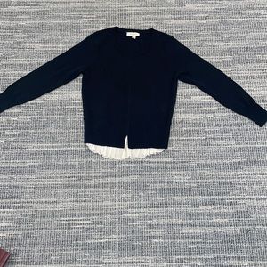 Sandro navy sweater with ruffle detail